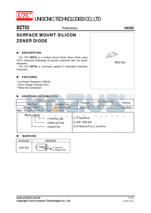 BZT52 datasheet - SURFACE MOUNT SILICON ZENER DIODE