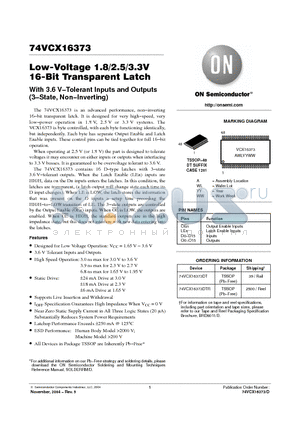 74VCX16373 datasheet - Low-Voltage 1.8/2.5/3.3V 16-Bit Transparent Latch