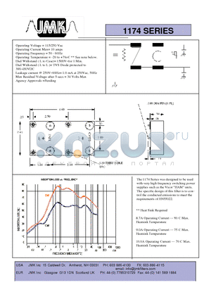 1174 datasheet - Operating Voltage = 115/250 Vac Operating Current Max= 10 amps