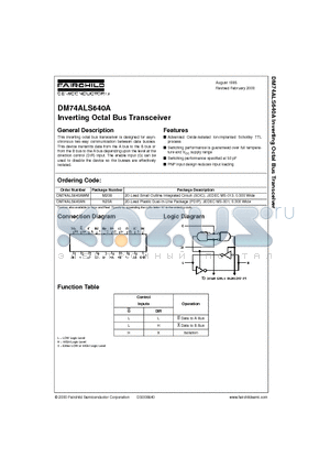 DM74ALS640A datasheet - Inverting Octal Bus Transceiver