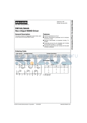 DM74ALS804AN datasheet - Hex 2-Input NAND Driver