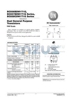 BC856BDW1T1 datasheet - Dual General Purpose Transistors