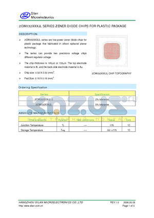 2CW032200JL datasheet - 2CW032XXXJL SERIES ZENER DIODE CHIPS FOR PLASTIC PACKAGE