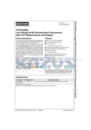 74VCX32500 datasheet - Low Voltage 36-Bit Universal Bus Transceivers with 3.6V Tolerant Inputs and Outputs