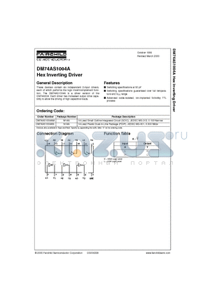 DM74AS1004AN datasheet - Hex Inverting Driver