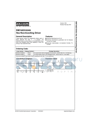 DM74AS1034AM datasheet - Hex Non-Inverting Driver