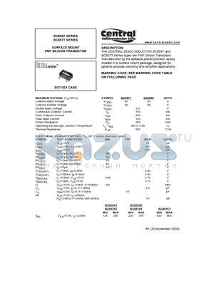 BC856T datasheet - SURFACE MOUNT PNP SILICON TRANSISTOR