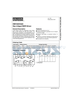 DM74AS1805 datasheet - Hex 2-Input NOR Driver