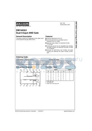 DM74AS21 datasheet - Dual 4-Input AND Gate