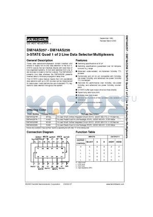 DM74AS257M datasheet - 3-STATE Quad 1 of 2 Line Data Selector/Multiplexers