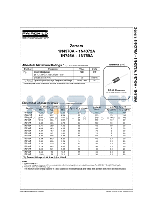 1N750A datasheet - Zeners