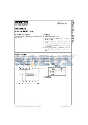 DM74AS30M datasheet - 8 Input NAND Gate