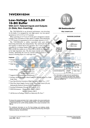 74VCXH16244DTR datasheet - Low−Voltage 1.8/2.5/3.3V 16−Bit Buffer