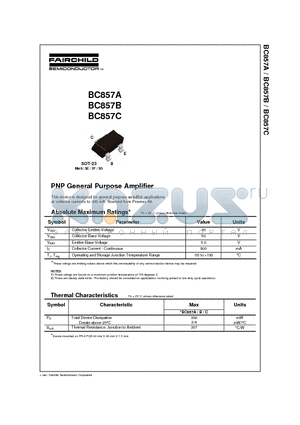 BC857A datasheet - PNP General Purpose Amplifier
