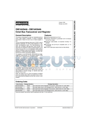 DM74AS646NT datasheet - Octal Bus Transceiver and Register