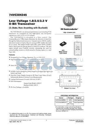 74VCXH245MNR2 datasheet - Low-Voltage 1.8/2.5/3.3 V 8-Bit Transceiver