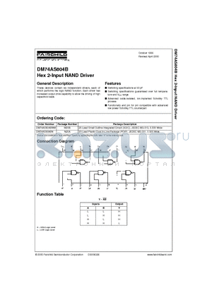 DM74AS804B datasheet - Hex 2-Input NAND Driver