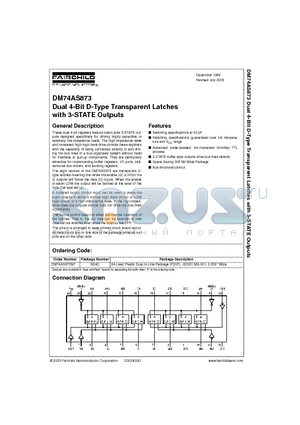 DM74AS873 datasheet - Dual 4-Bit D-Type Transparent Latches with 3-STATE Outputs