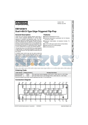 DM74AS874NT datasheet - Dual 4-Bit D-Type Edge-Triggered Flip-Flop