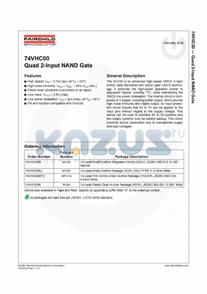 74VHC00MTC_08 datasheet - Quad 2-Input NAND Gate
