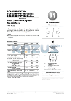 BC857BDW1T1G datasheet - Dual General Purpose Transistors