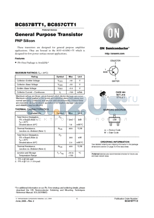 BC857BTT1 datasheet - General Purpose Transistor PNP Silicon
