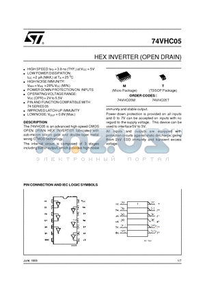 74VHC05T datasheet - HEX INVERTER OPEN DRAIN