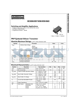 BC857C datasheet - Switching and Amplifier Applications
