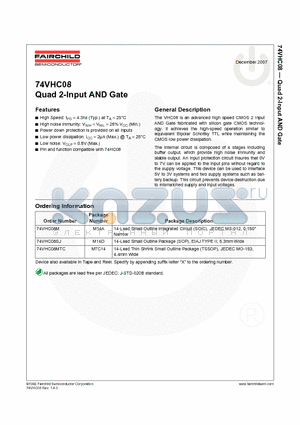 74VHC08MTCX datasheet - Quad 2-Input AND Gate