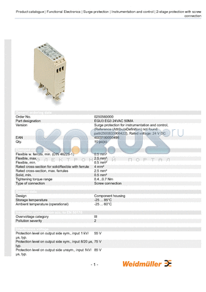 1186760000 datasheet - Surge protection for instrumentation and control, {Reference (AttributeDefinition)