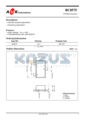 BC857F_06 datasheet - PNP Silicon Transistor