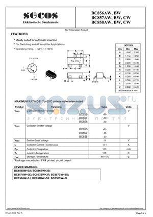 BC857CW datasheet - BC856AW