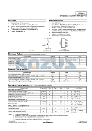 2DC4672 datasheet - NPN SURFACE MOUNT TRANSISTOR