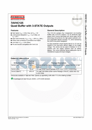 74VHC125_07 datasheet - 74VHC125 Quad Buffer with 3-STATE Outputs