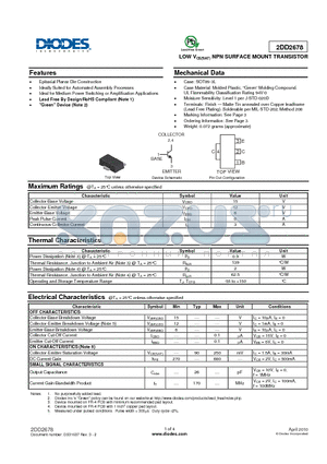 2DD2678 datasheet - LOW VCE(SAT) NPN SURFACE MOUNT TRANSISTOR