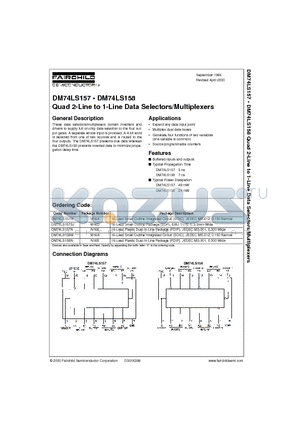 DM74LS157M datasheet - Quad 2-Line to 1-Line Data Selectors/Multiplexers