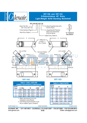 557-102M2 datasheet - Light-Weight Solid Banding Backshell