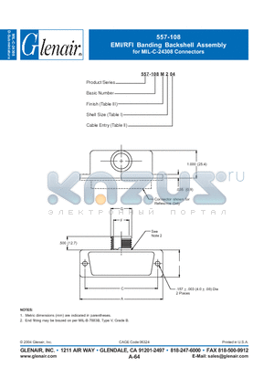 557-108M2 datasheet - EMI/RFI Banding Backshell Assembly