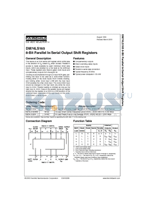 DM74LS165 datasheet - 8-Bit Parallel In/Serial Output Shift Registers