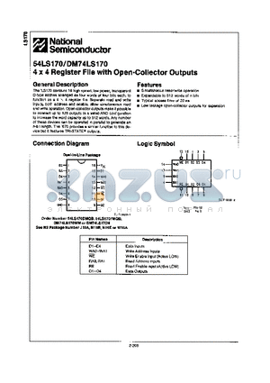 DM74LS170 datasheet - 4x4 REGISTER FILE WITH OPEN-COLLECTOR OUTPUTS