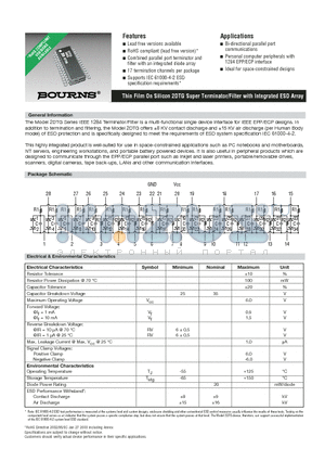 2DTG-V02M-Q28T datasheet - Thin Film On Silicon 2DTG Super Terminator/Filter with Integrated ESD Array