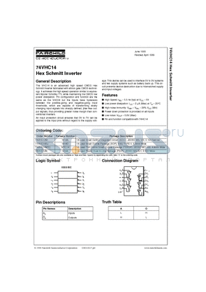 74VHC14N datasheet - Hex Schmitt Inverter