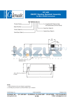 557-408M2 datasheet - EMI/RFI Banding Backshell Assembly