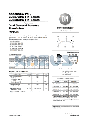 BC858BDW1T1 datasheet - Dual General Purpose Transistors