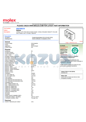 55755-0319 datasheet - Universal Serial Bus, Shielded I/O, Type B Receptacle, Vertical, 4 Circuits, 0.76lm30l