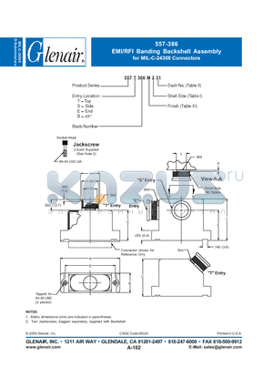 557B386M datasheet - EMI/RFI Banding Backshell Assembly