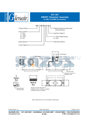 557B387M datasheet - EMI/RFI Backshell Assembly