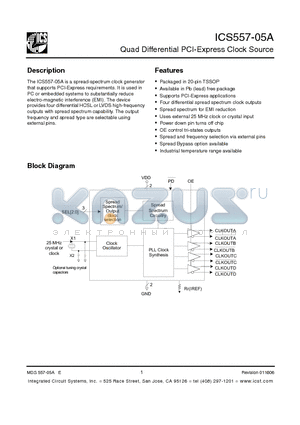 557G-05ALF datasheet - Quad Differential PCI-Express Clock Source