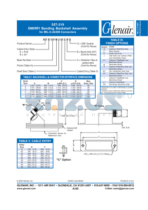 557B319M datasheet - EMI/RFI Banding Backshell Assembly