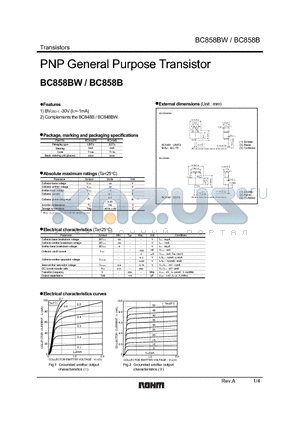 BC858BW datasheet - PNP General Purpose Transistor